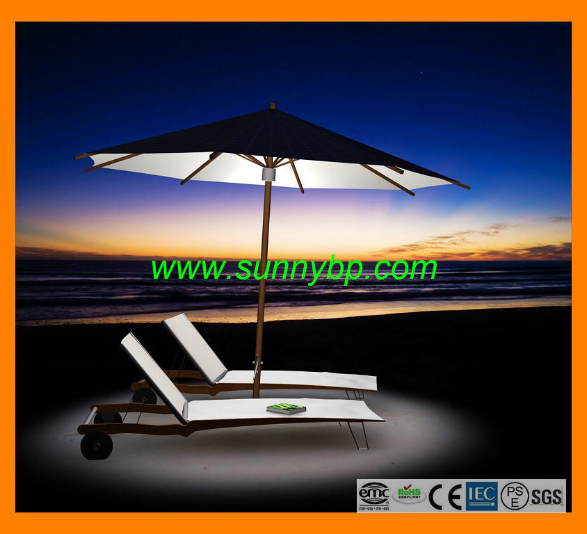 2W Solar Panel LED Lights Umbrella for Outdoor, Beach