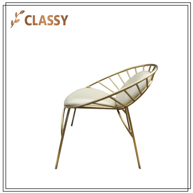 Cream Black Veins Golden Stainless Steel Frame Leisure Chair