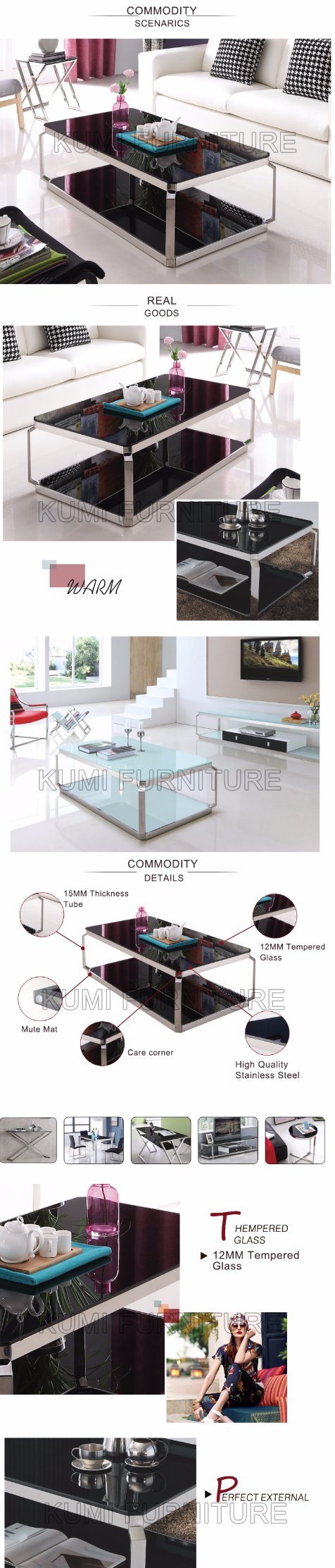 Living Room Furniture Glass Top Coffee Table