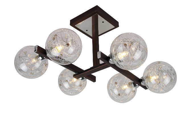 6*G9 Max 28W Ceiling Lamp Modern Glass Iron Ceiling Light with Stable Base