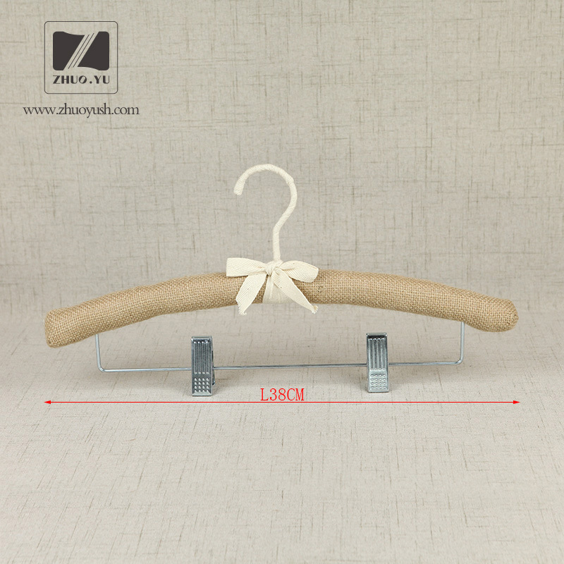 Natural Linen Satin Padded Hangers for Clothes Brand Shop