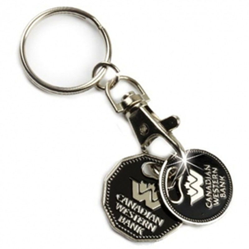 Shop Trolley Coin with Keyring, Customized Logo with Enamel Color, Suitable for Promotional Gifts