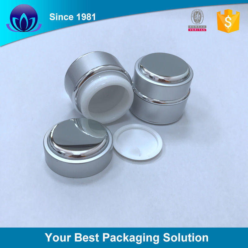 10g 15g 20g Clear Glass Cosmetic Containers Aluminum Jars Eye Shadow Face Cream Container