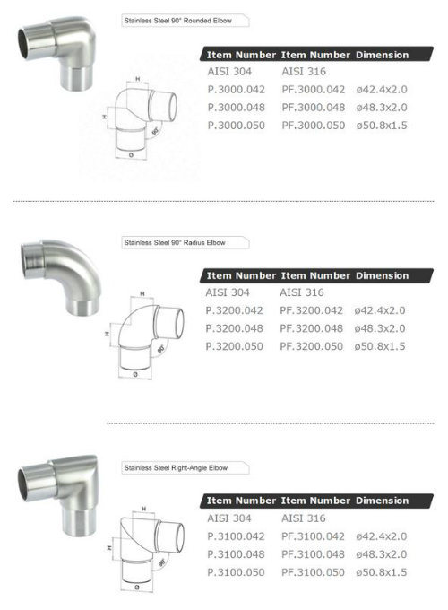 90 Degree Flush Joiner / Stainless Steel Elbow / Handrail Fitting / Balustrade Fitting/Elbow