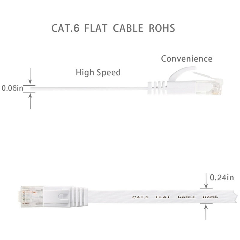 CAT6 Ethernet Patch Cord Cable with RJ45 Snagless Connectors 25FT