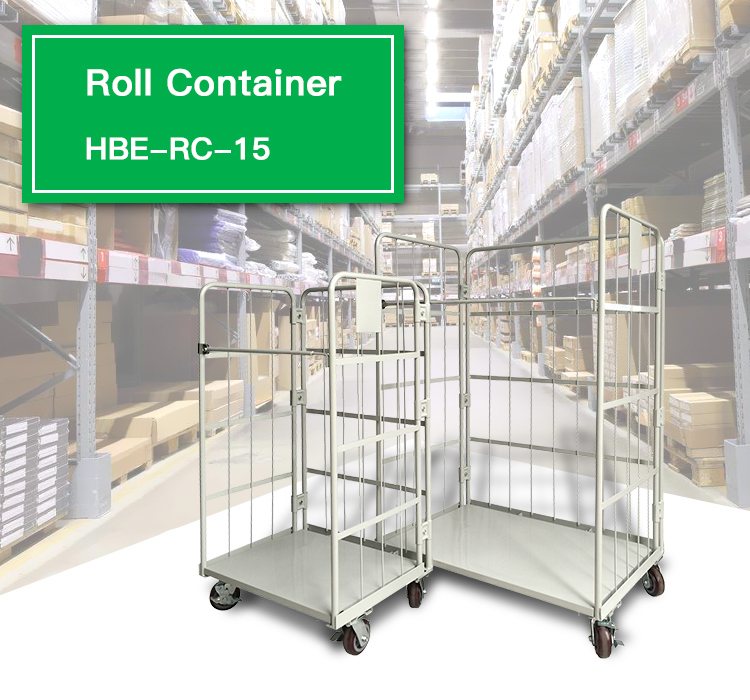 Zinc Plated Wire Mesh Rolling Container Cart