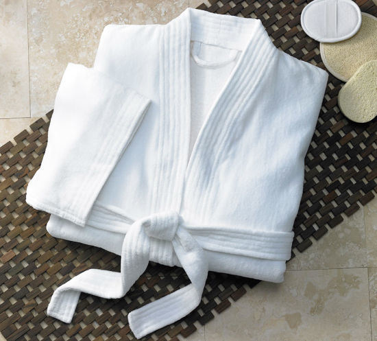 100% Cotton Velvet Terry Bathrobe for Hotel Lone Cotton Robe Bathrobe