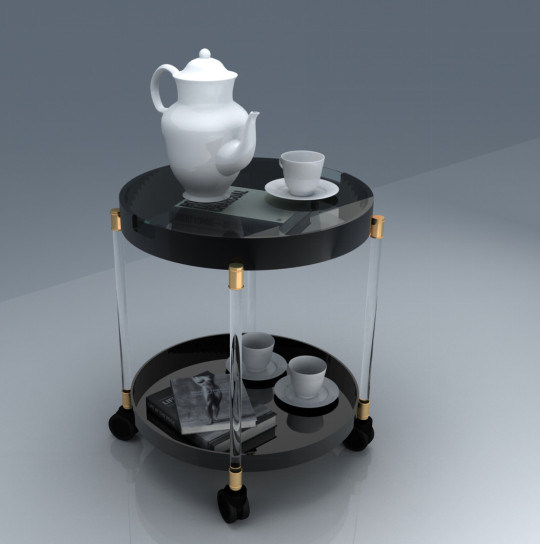 Black Color Tea Table with Wheels for Home Garden Furniture