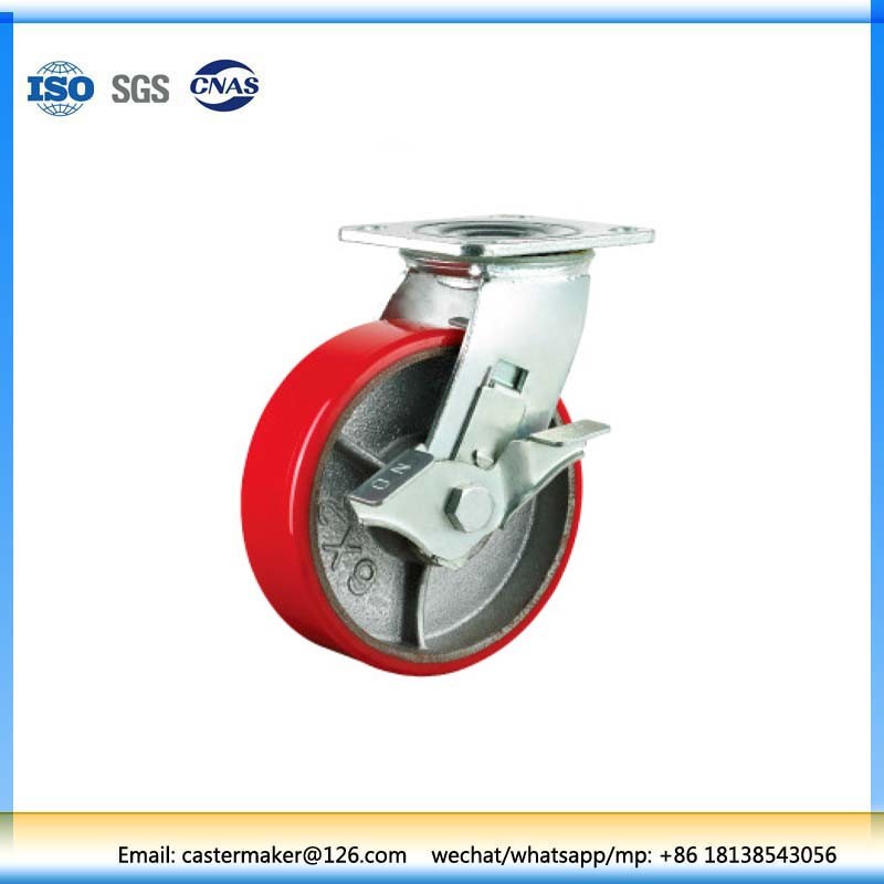 Heavy Duty Double Ball Bearing Cast Iron PU Industrial Caster