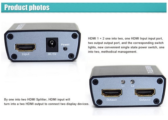 HDMI Splitter 1X2 HDMI Splitter 1 in 2 out