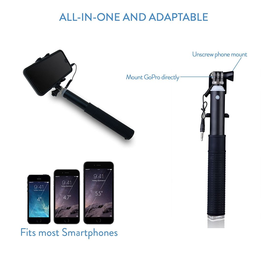 Premium Quality Aluminium Cable Selfie Stick for All Iphones