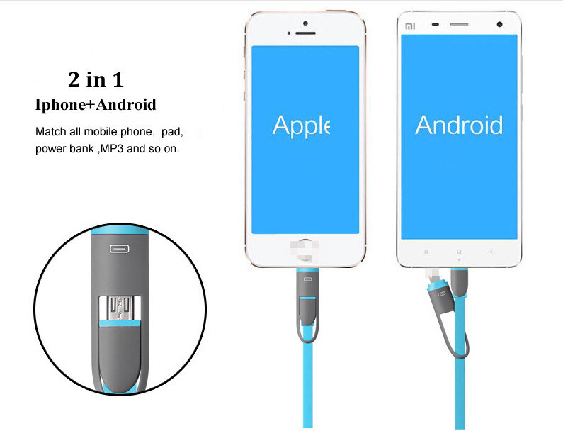 2 in 1 Cable for Ios/Android System USB Cable Mini USB Cable