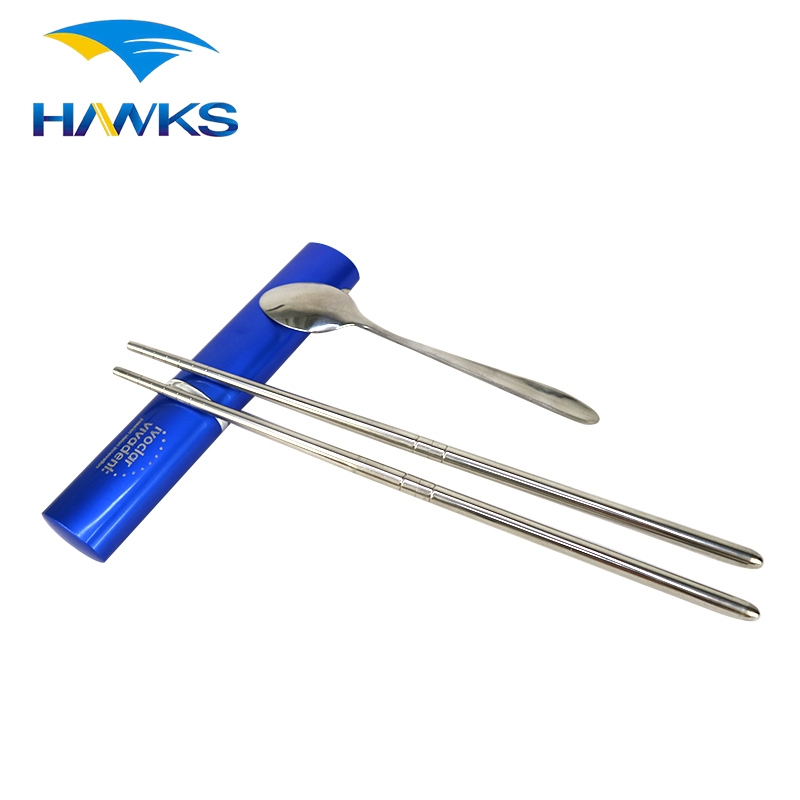CL1Y-CS204 Hawks Stainless Steel Chopsticks and Spoon Set Portable Camping Cutlery