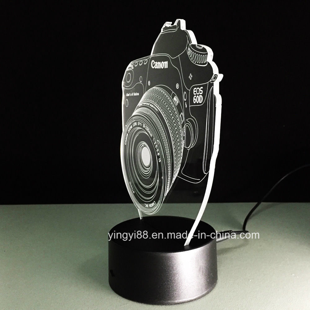 OEM 3D SLR Digital Camera Night Light 7 Color Change LED Table Lamp