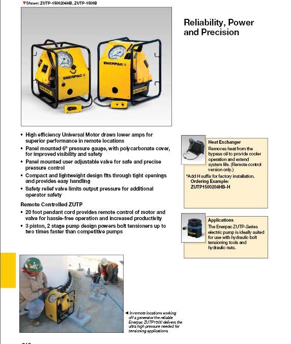 Zutp-Series Electric Pumps for Enerpac Parts (ZUTP1500E)