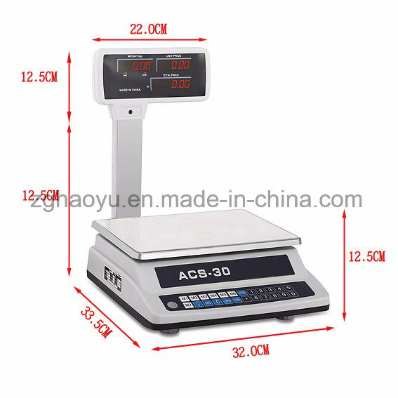 China Haoyu Electronic Price Platform Scale 30kg with Double Display