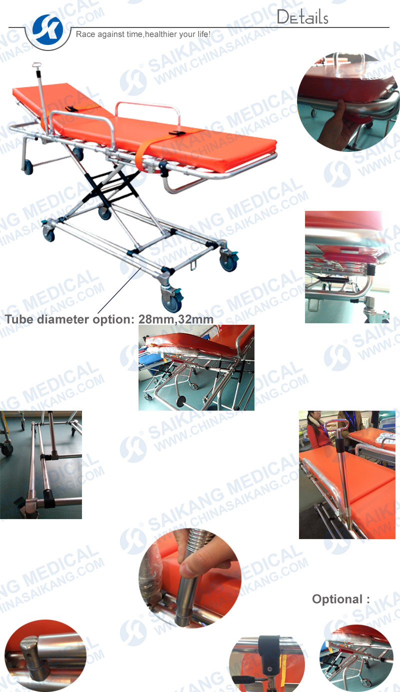 Aluminum Alloy Hospital Ambulance Patient Stretcher Trolley