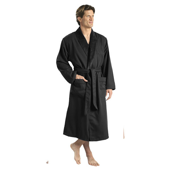 Lined Peached Microfiber Fabric with Inner Terry Shawl Bathrobe