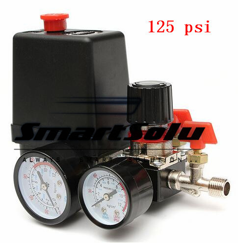 125psi 1 Port Air Compressor Pressure Switch with Regulator Gauges