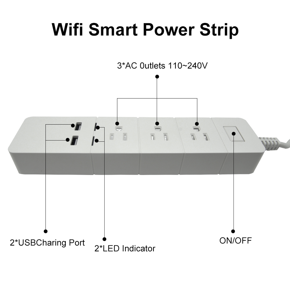 Poka Smart Us WiFi Power Strip with 2 USB