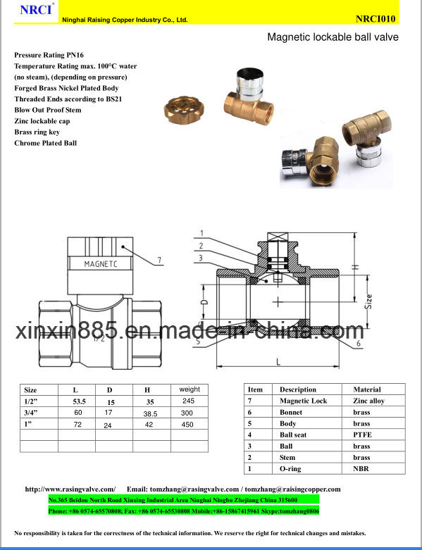 Brass Lockable Ball Valve From 1/2