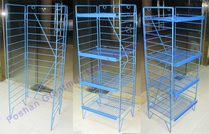 Retail Supermarket 4 Tiers Folding Metal Wire Hanging Potato Chip Floor Display Rack Stand for Wholesale