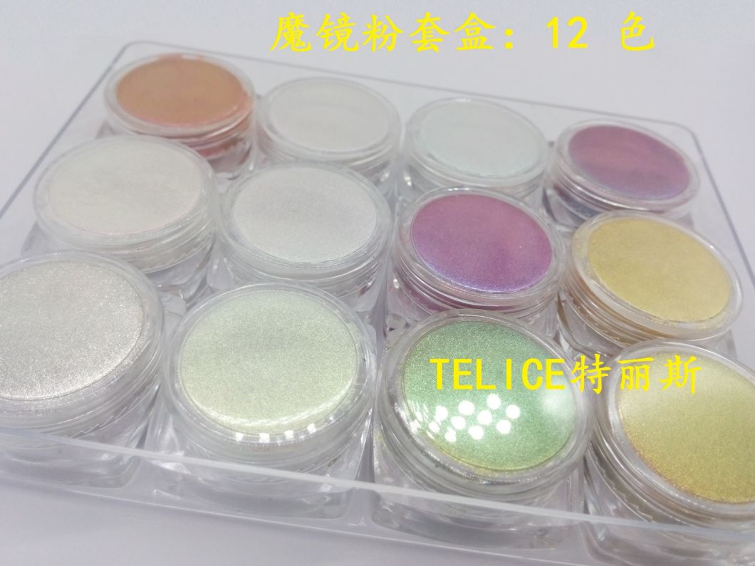 Mirror Powder Glitter Chrome Color Ibn Mirror Gel Nail Chrome Magic Powder 12 Colors in 1 Set