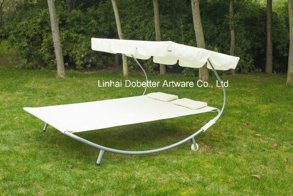 Double Seater Lounger with Canopy and Wheel