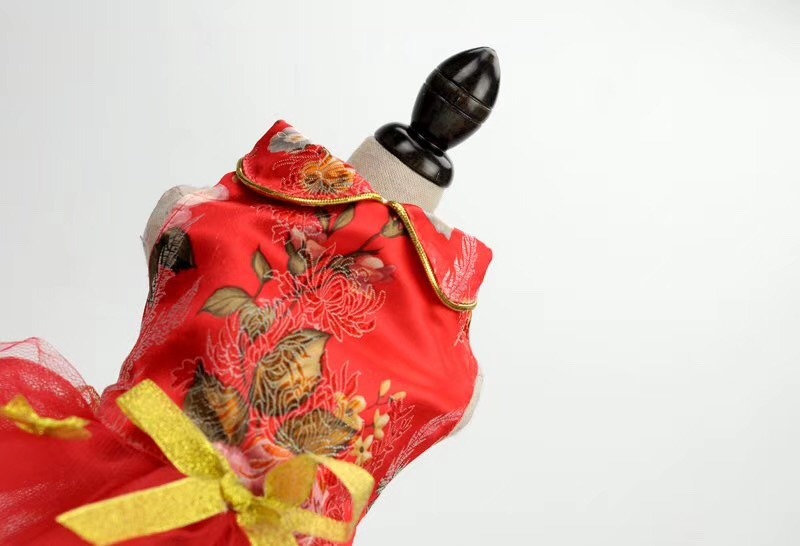 Pet Supply, Red Silk Chinese Wedding Dog Dress