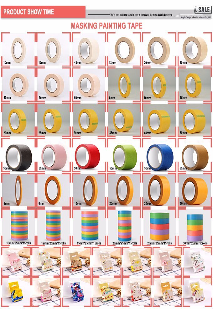 Waterproof Colored Custom Printed Adhesive Paper Masking Tape, Tape