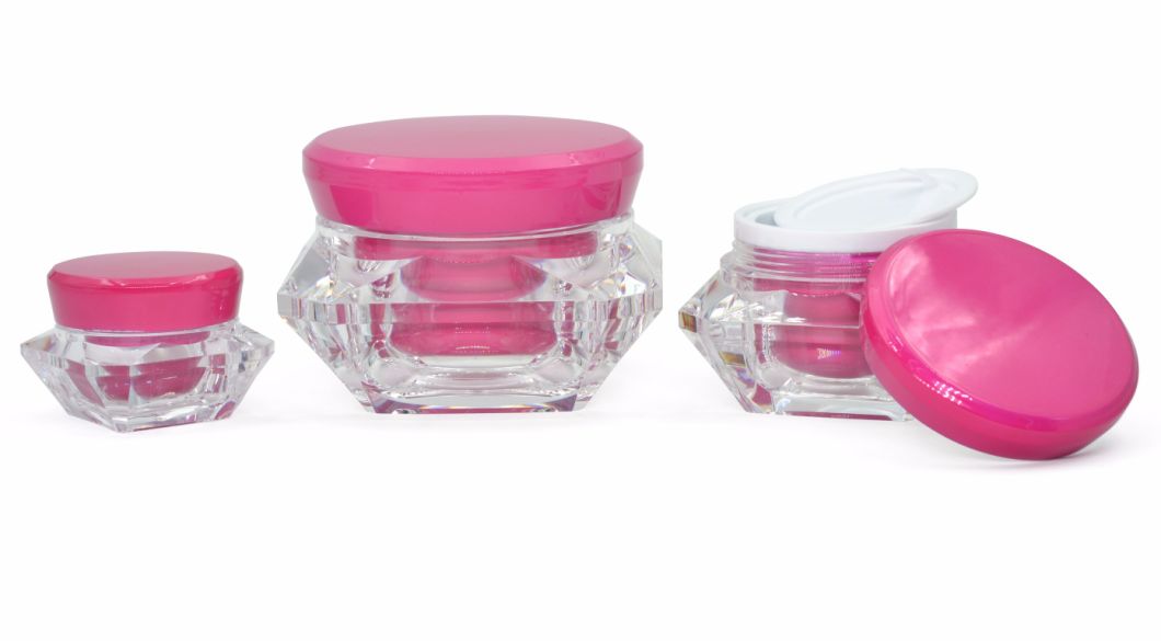 5g, 15g Diamond Shape Acrylic Cream Jar for Cosmetic Packaging