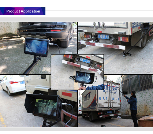 Handheld Tescopic Pole Mobile Under Vehicle Surveillance System for Airport Uvss with Two Cameras