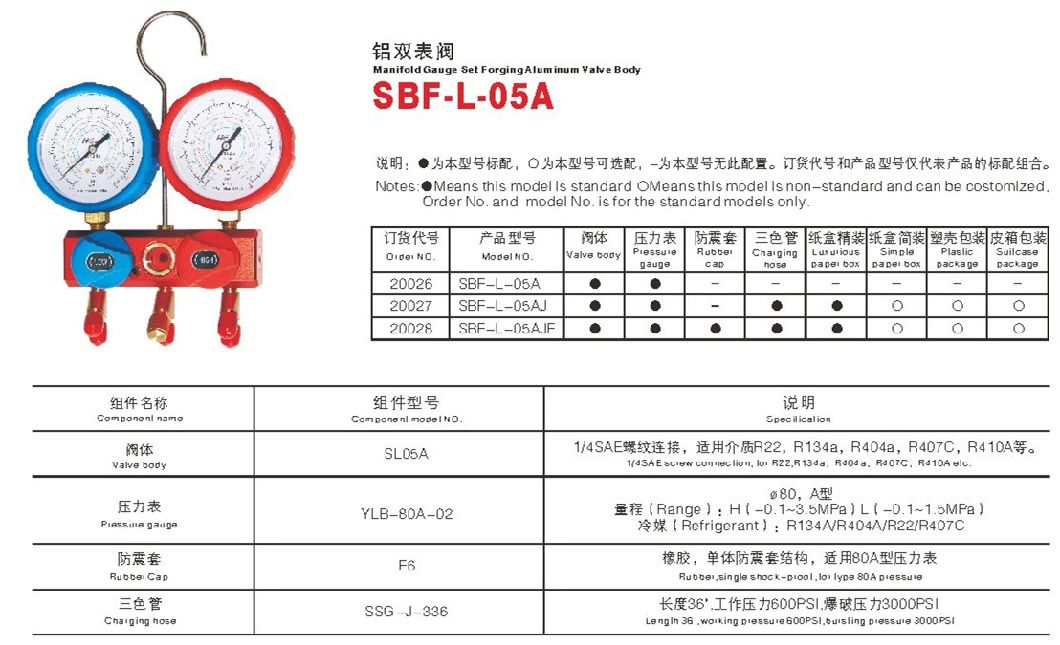 Aluminium Manifold Set / Refrigeration Gauge Set / Pressure Gauge / Refrigeration Tools