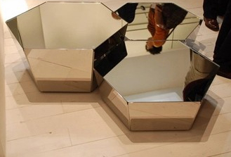 Mirror Glass Veneer Furniture Coffee Table