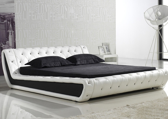 Hot-Selling European Modern White Genuine Leather Bed for Home (HC326)