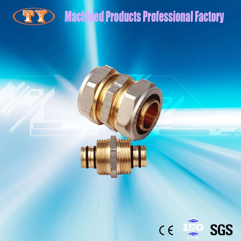 Male Thread Double Heads Brass Air Pipe Connector Fitting Nut