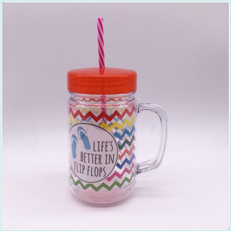 450ml Coffee Mug, Advertising Plastic Travel Mug with Straw (SH-PM31)