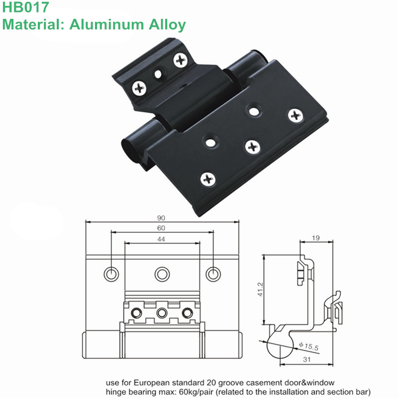 Aluminum Alloy Power Coating Pivot Hinge for Door with ISO9001 (HB017)