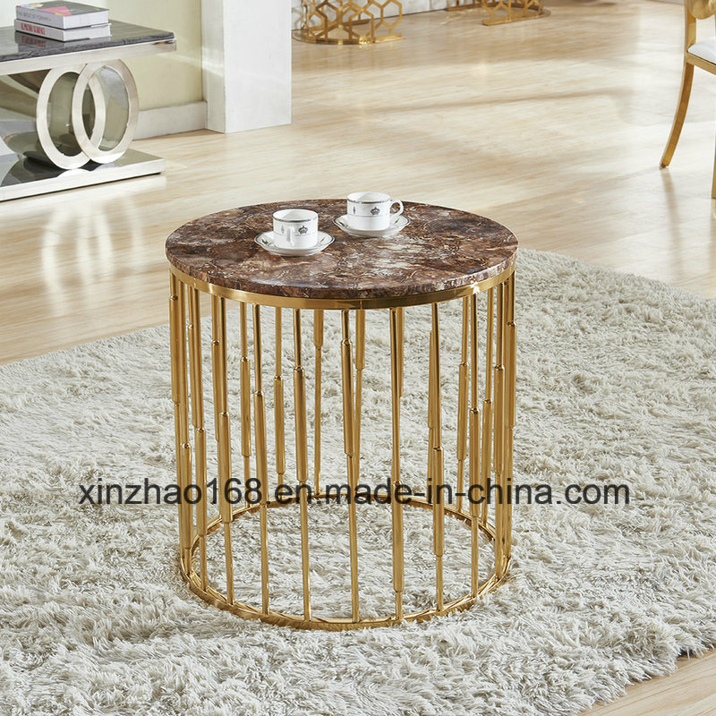 Modern Tempered Glass Coffee Stainless Steel Round Glass Table