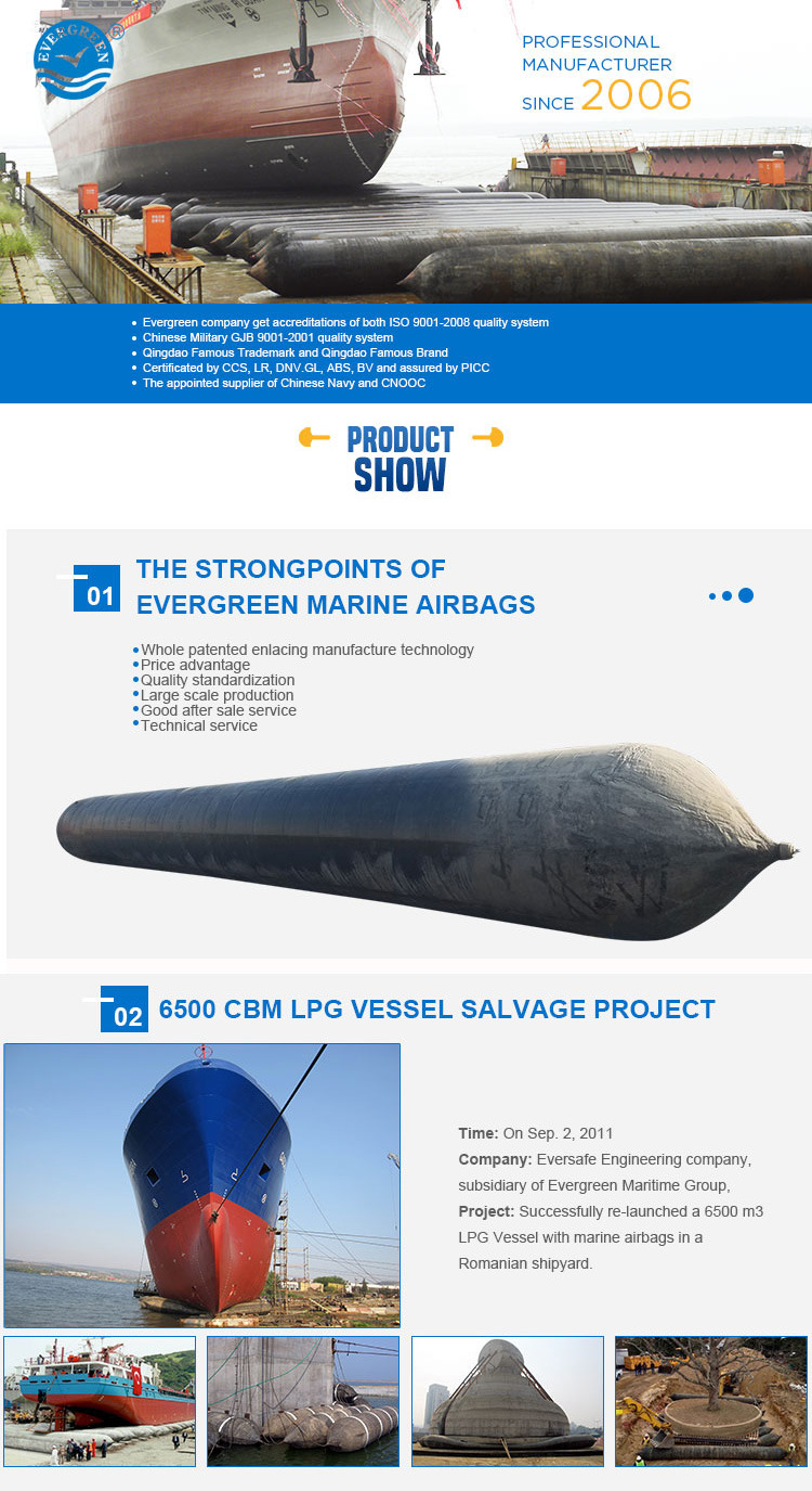 Salvage Ship Launching Marine Airbags Dia 1.5m