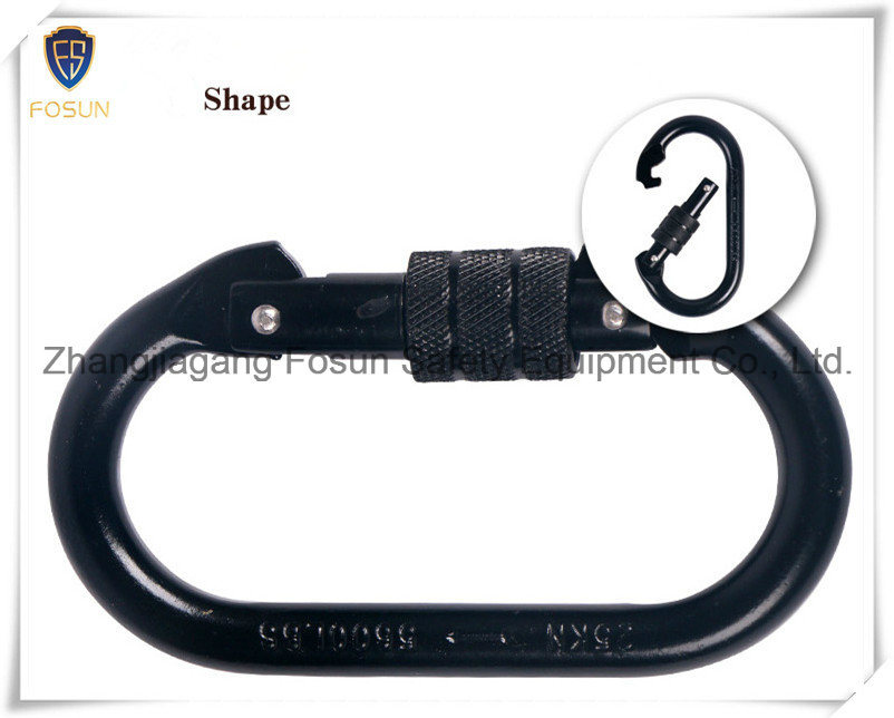 Black Carabiner Steel Screw Lcoking Oval Shape 5600lbs New Carabiner