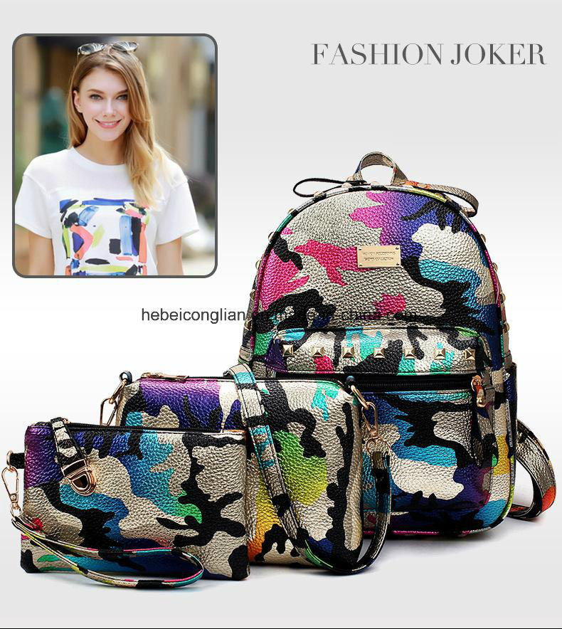 Leisure Fashion Printing-Camouflage Oxford Cloth Women Travel Satchel Briefcase Backpack