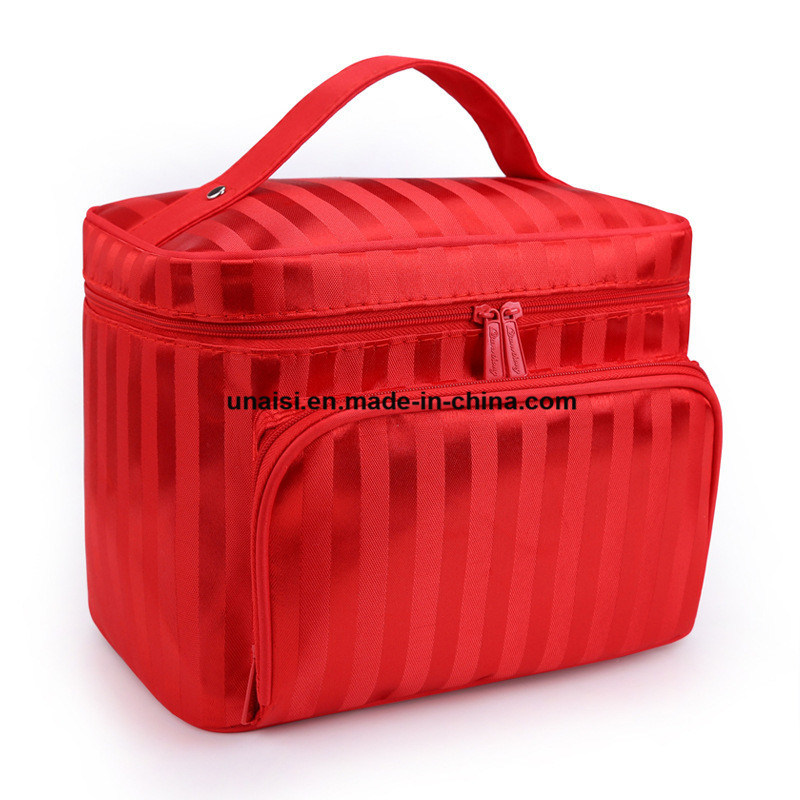 Large Capacity Toiletry Carry Bag Cosmetic Case with Brushes Holder