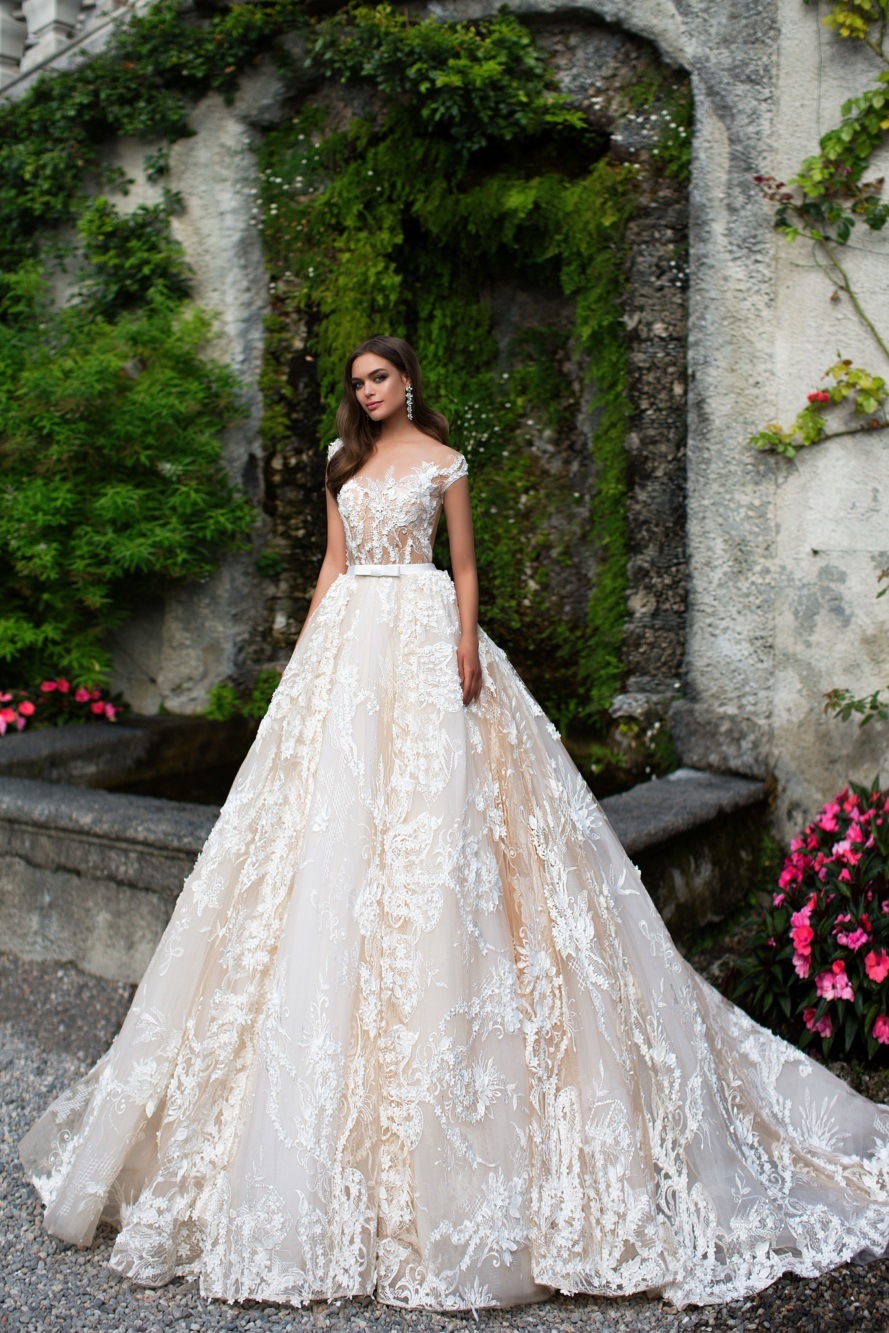 Lace Champagne Ball Gown Bridal Prom Cocktail Wedding Dress