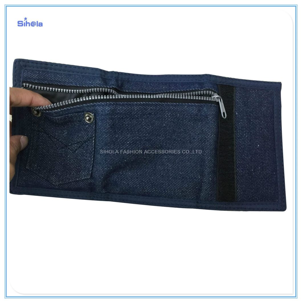 Denim Design Nylon Zipper Cowboy Cute Popular Sale Wallet