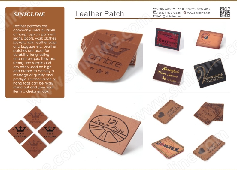 Sinicline Small Size Custom Embossed Leather Patch for Clothing