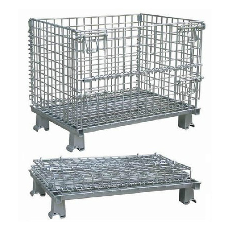 Foldable Stackable Heavy Duty Wire Mesh Cage for Warehouse Storage