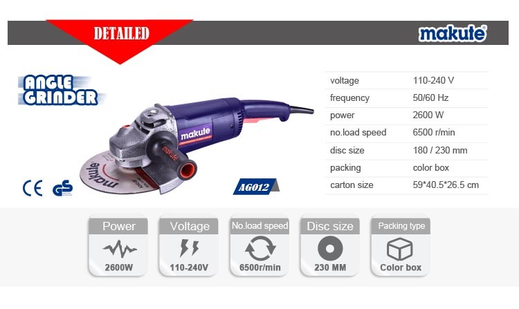 2600W Electric Wet Angle Grinder Big Power Tools (AG012)