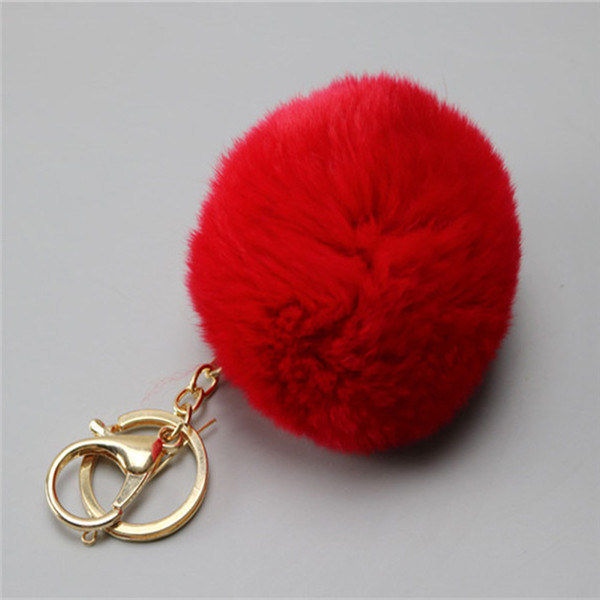 Beautiful Plush Car Key Pendant Real Rabbit Fur Ball Poms
