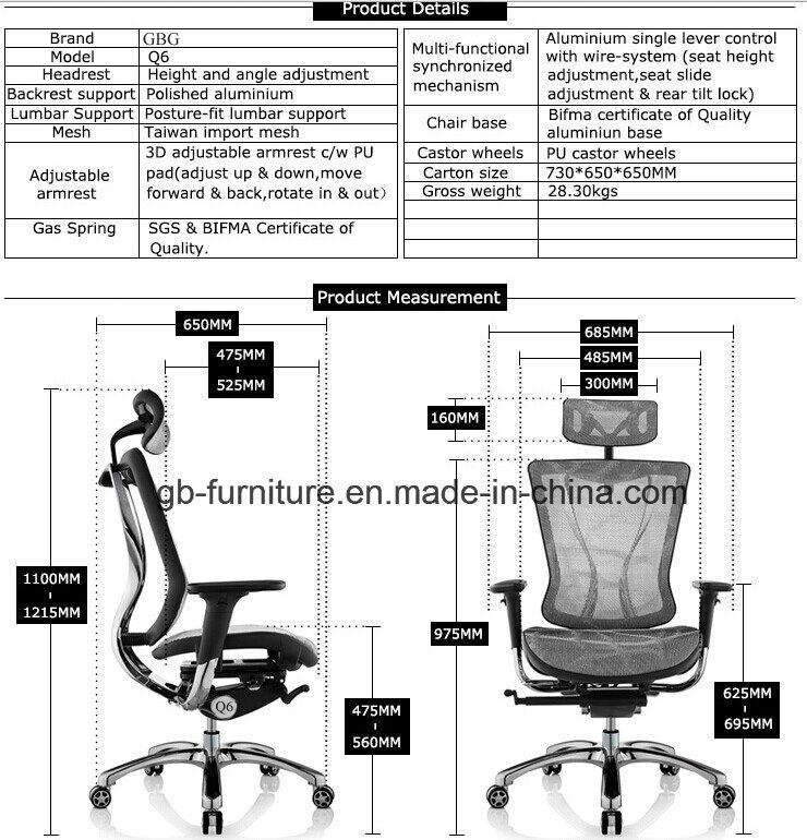 Modern Classic Designed High Back Executive Ergonomic Mesh Office Chair